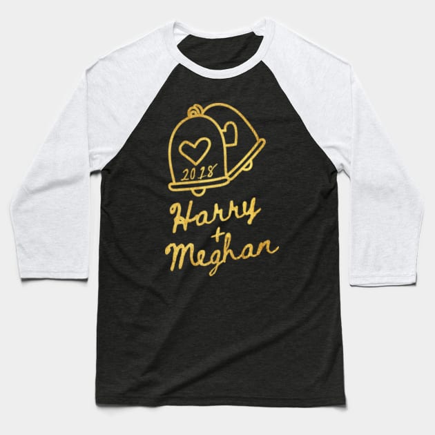 When Harry Met Meghan Royal Wedding Gold Bells Baseball T-Shirt by Flippin' Sweet Gear